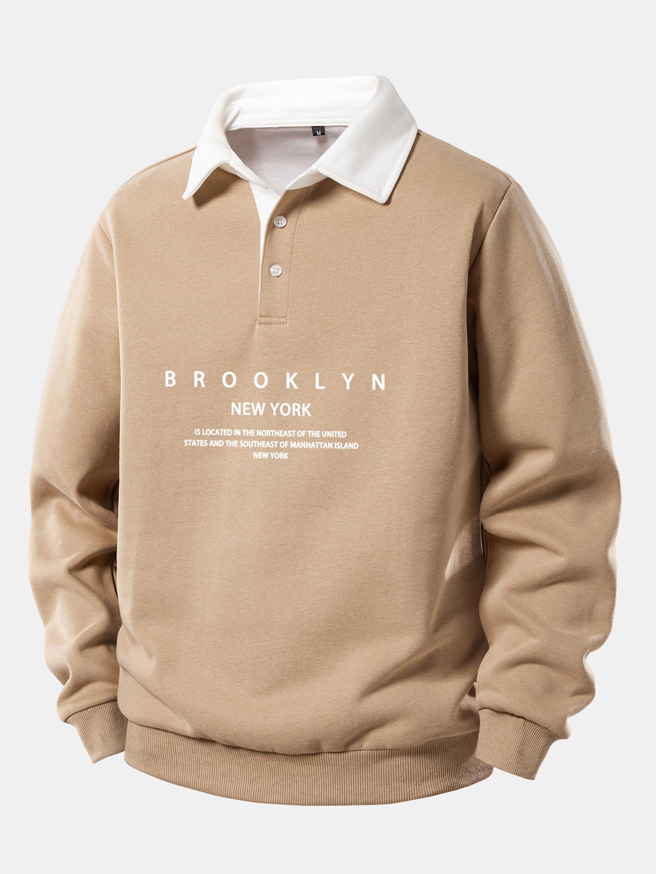 Sudadera con cuello polo en contraste y estampado Brooklyn