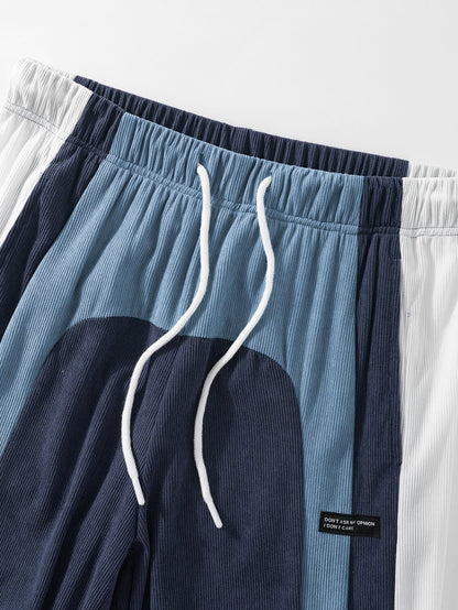 Pantalones rectos de pana con bloques de color