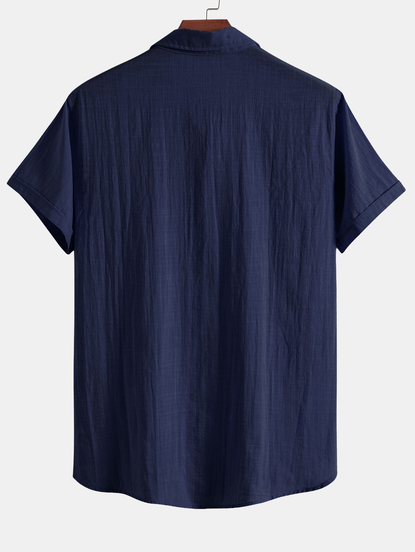 Camisa de cuello polo con efecto lino y manga corta