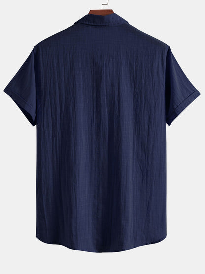 Camisa de cuello polo con efecto lino y manga corta