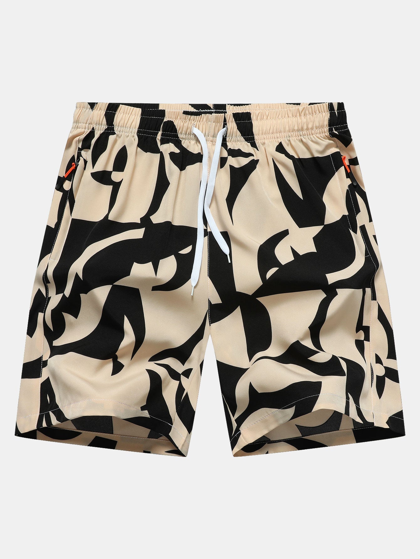 Pantalones cortos con bolsillos y cremallera y estampado de bloques de color