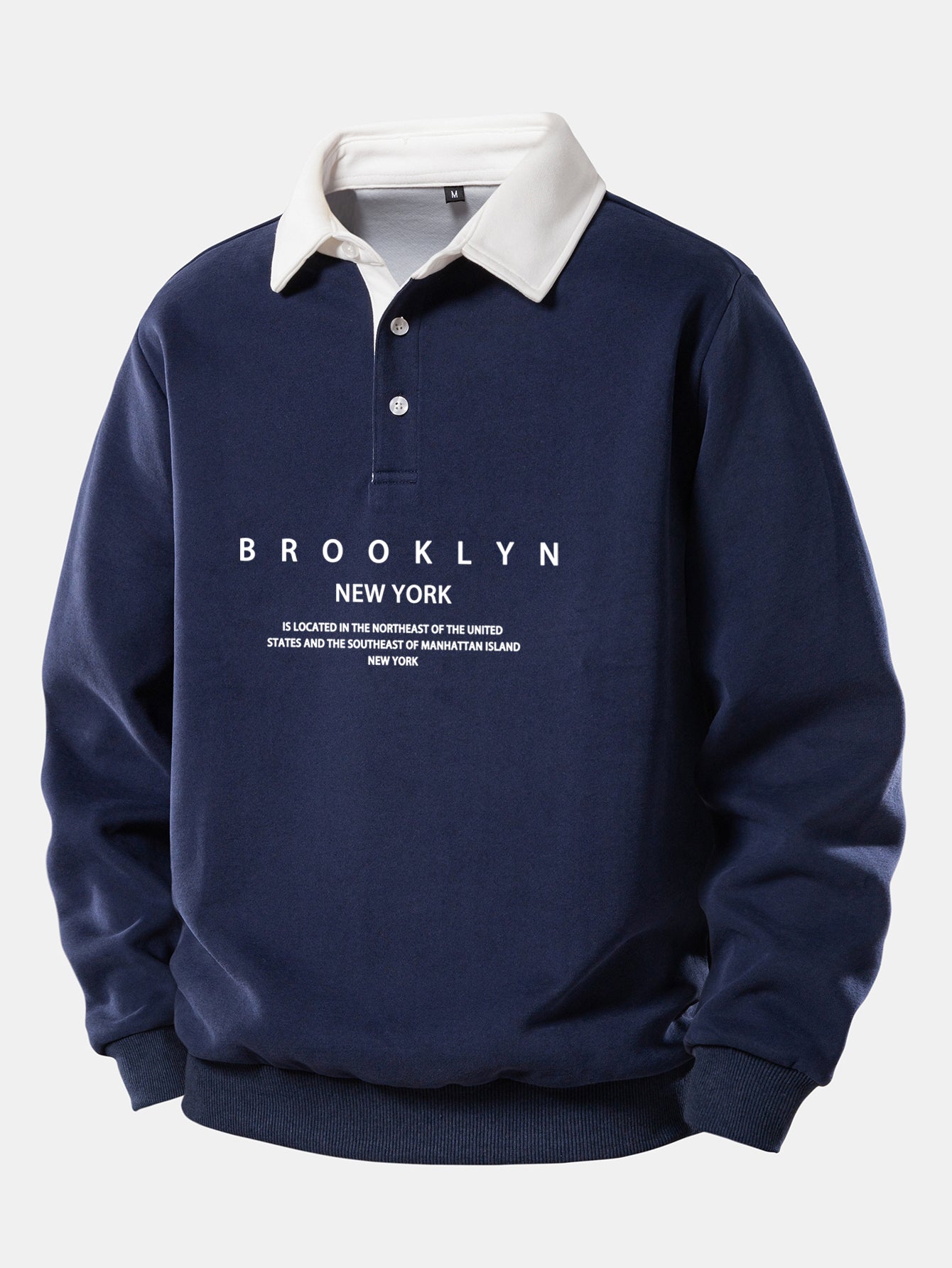 Sudadera con cuello polo en contraste y estampado Brooklyn