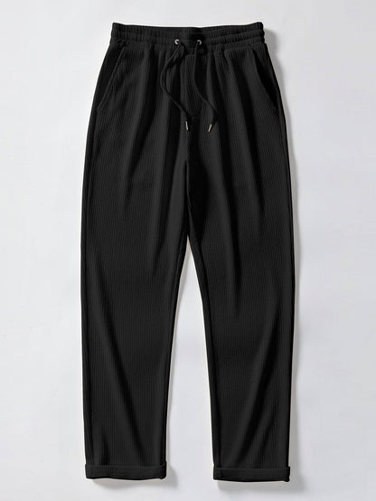 Polo de cuello cubano acanalado y pantalones rectos acanalados