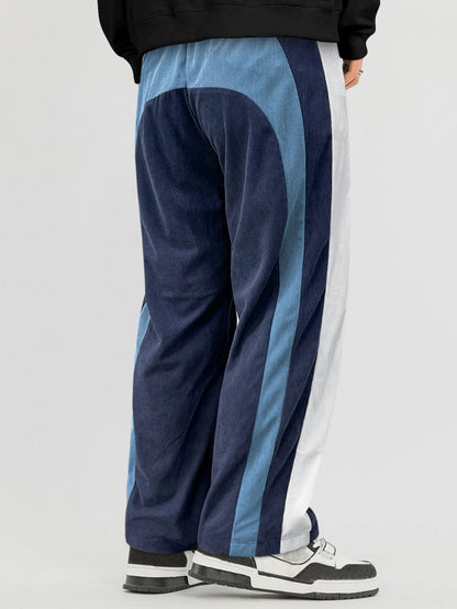 Pantalones rectos de pana con bloques de color