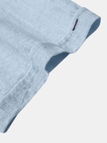 Camisa de cuello polo con efecto lino y manga corta