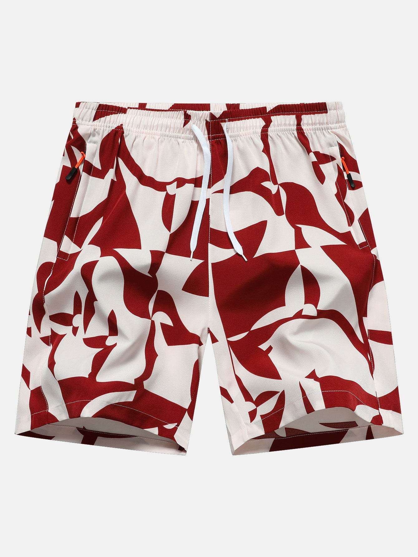 Pantalones cortos con bolsillos y cremallera y estampado de bloques de color