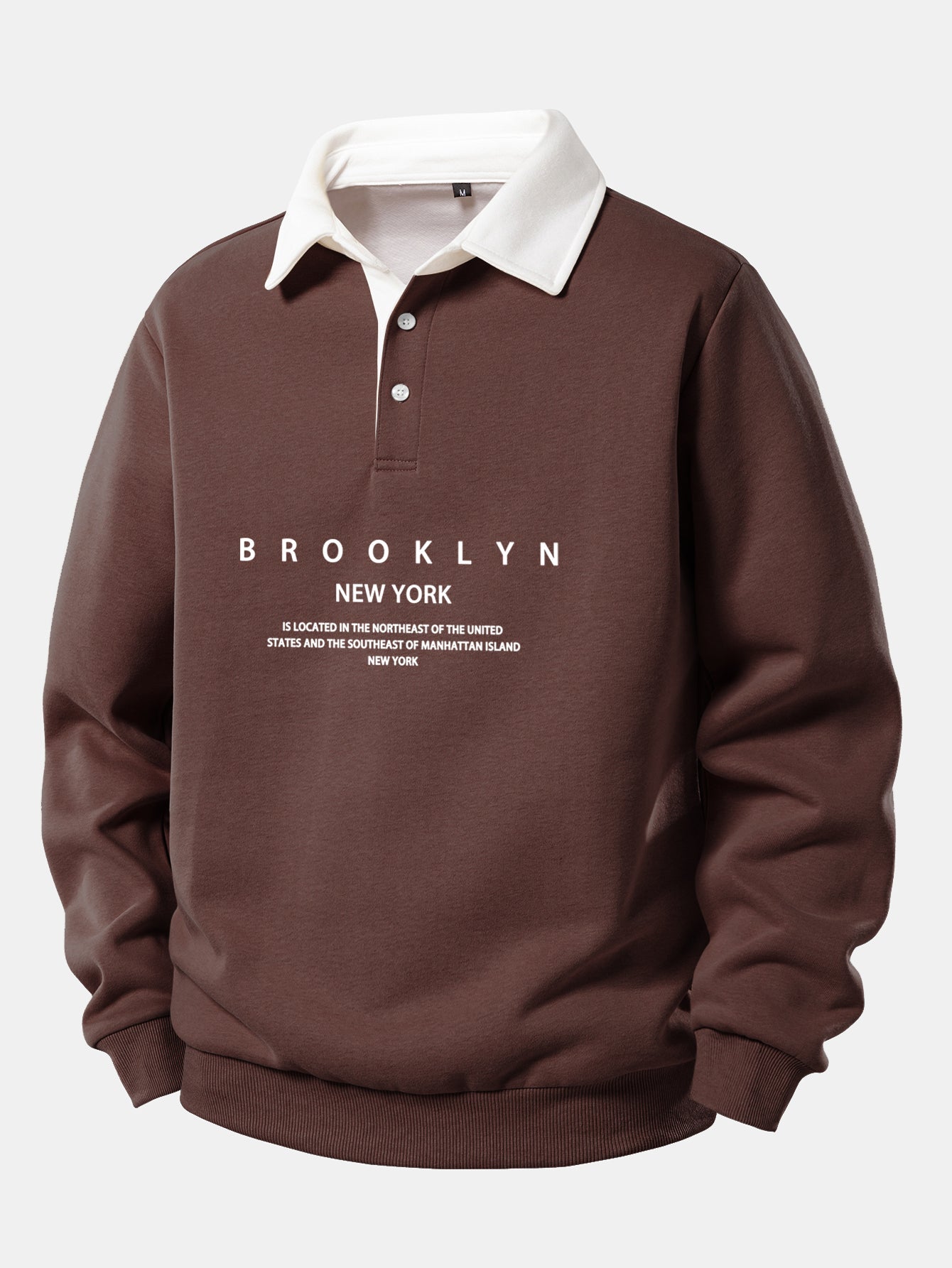 Sudadera con cuello polo en contraste y estampado Brooklyn