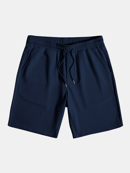 Polo de canalé con cuello en V y manga corta y pantalones cortos de canalé con cordón