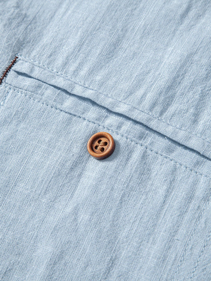 Camisa de cuello polo con efecto lino y manga corta