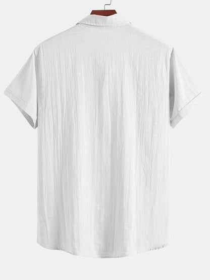 Camisa de cuello polo con efecto lino y manga corta