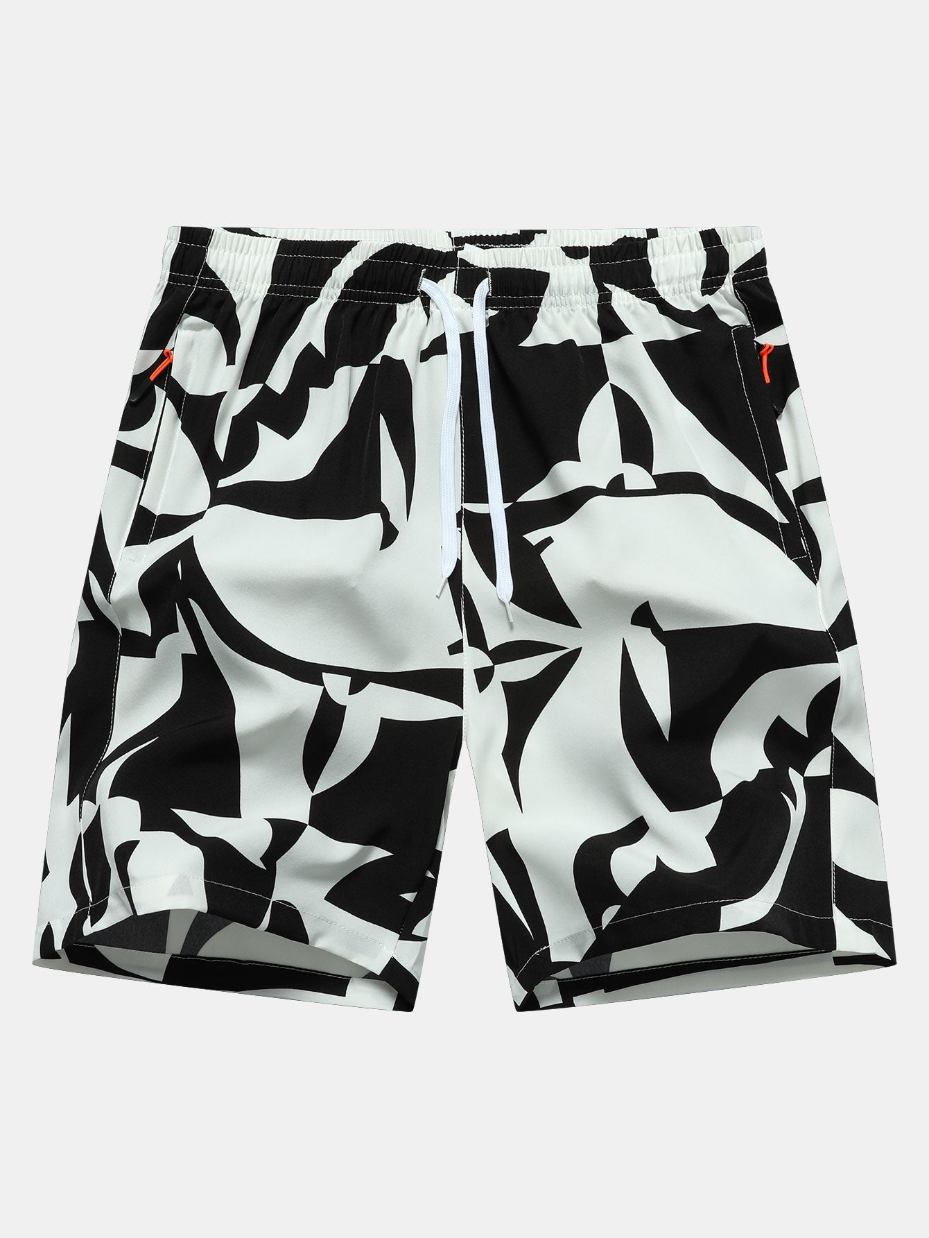 Pantalones cortos con bolsillos y cremallera y estampado de bloques de color