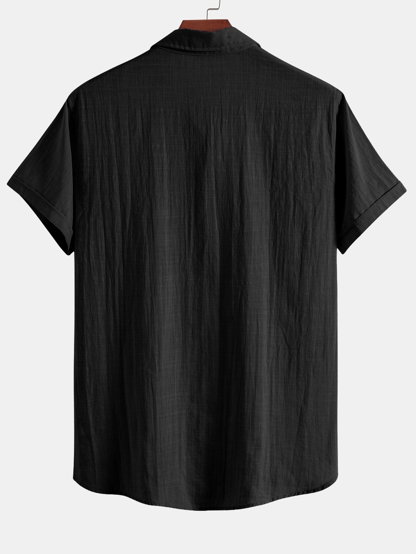 Camisa de cuello polo con efecto lino y manga corta