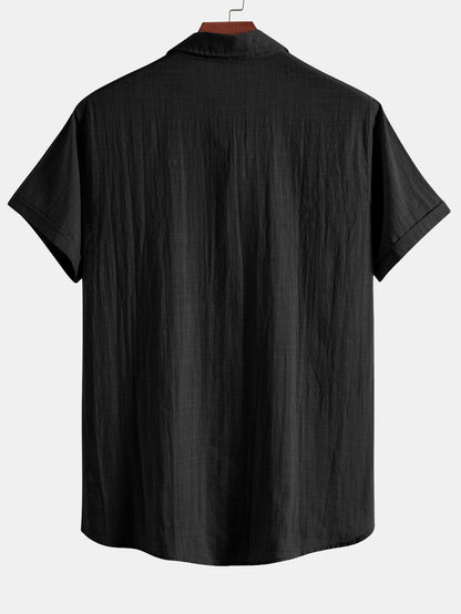 Camisa de cuello polo con efecto lino y manga corta