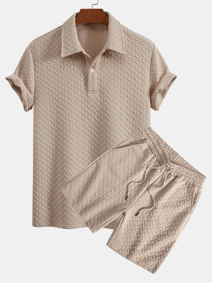 Polo y pantalones cortos de jacquard geométrico