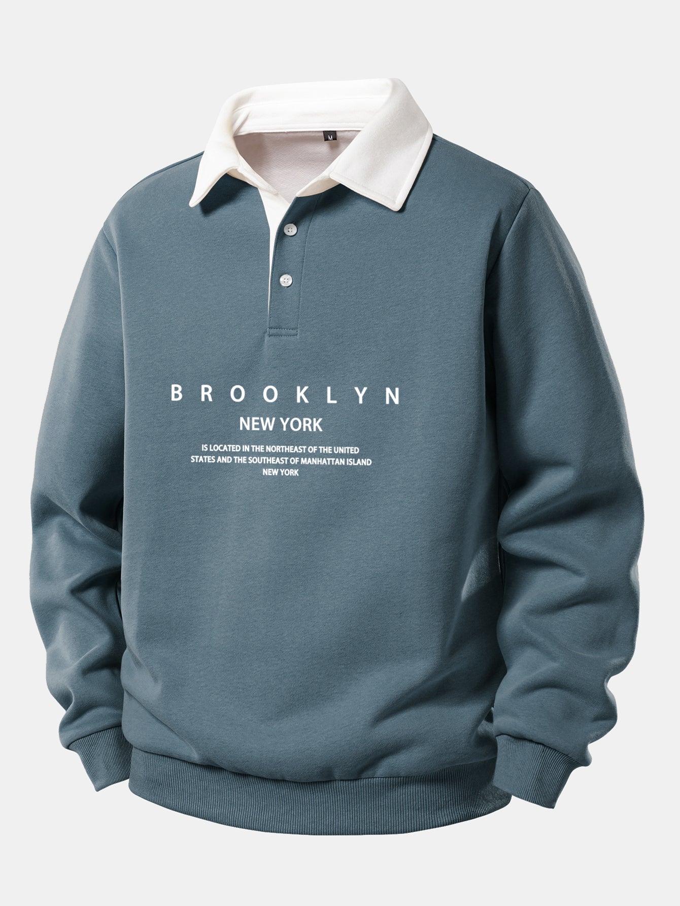 Sudadera con cuello polo en contraste y estampado Brooklyn