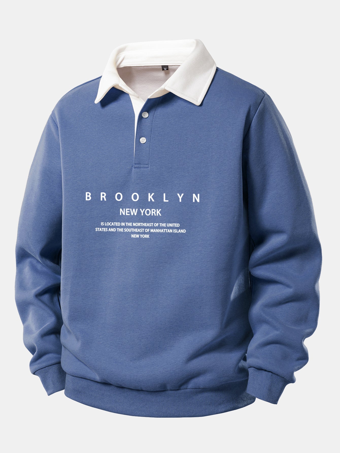 Sudadera con cuello polo en contraste y estampado Brooklyn