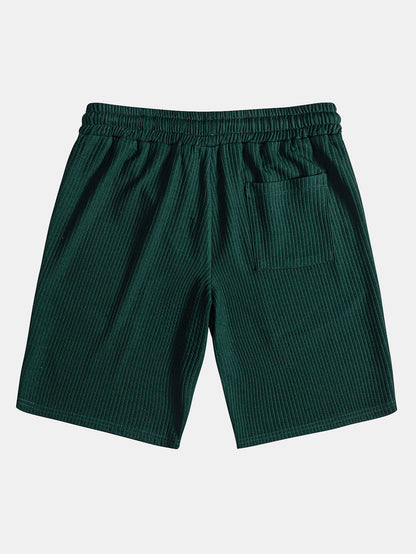 Polo de canalé con cuello en V y manga corta y pantalones cortos de canalé con cordón