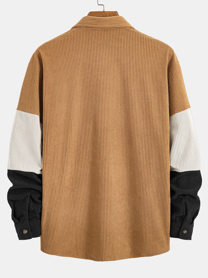 Camisa de pana con bloques de color y bolsillos
