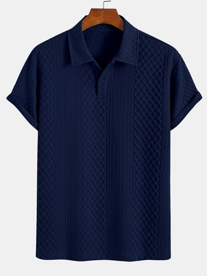 Polo y pantalones cortos de jacquard con diamantes geométricos