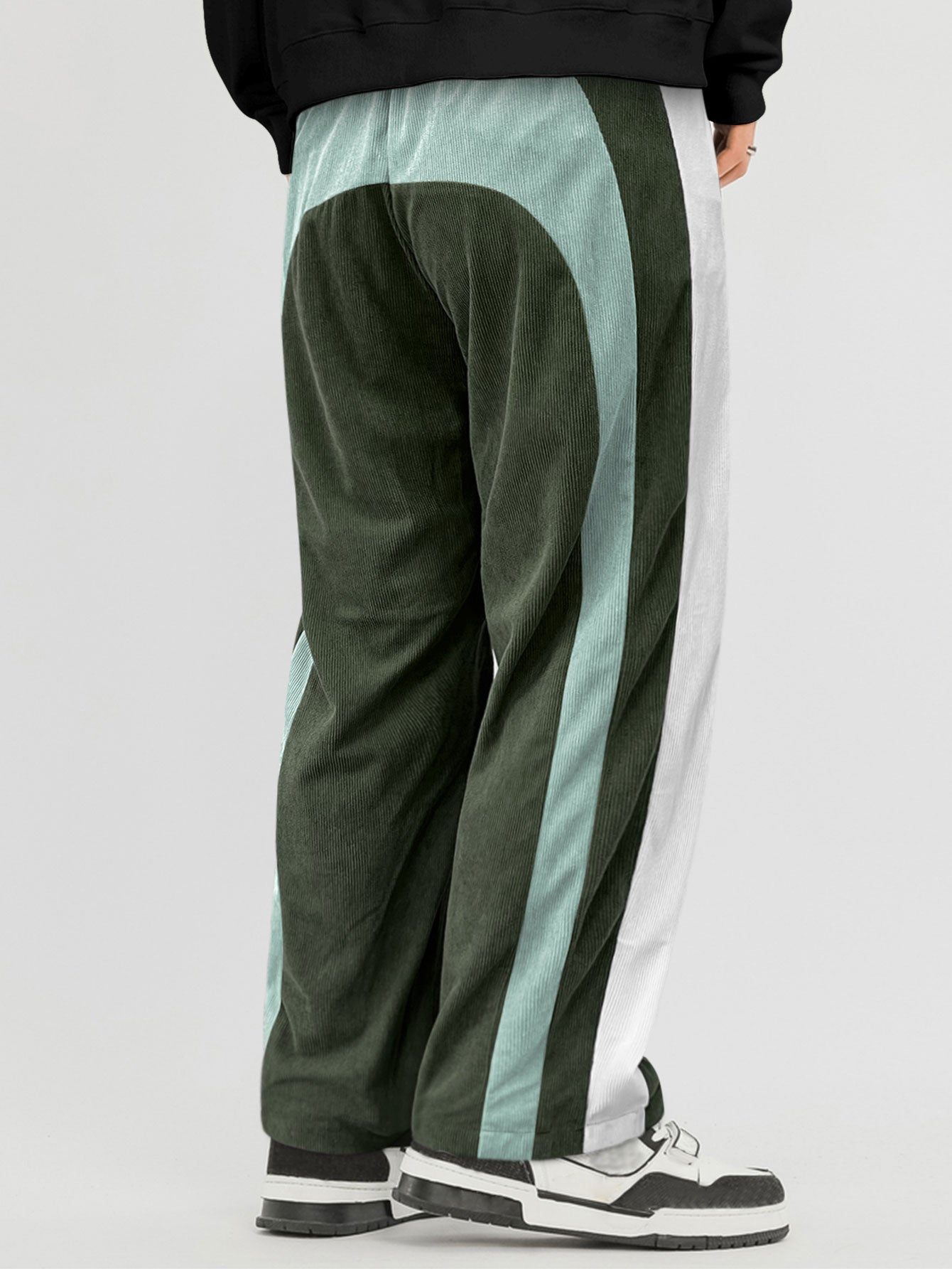 Pantalones rectos de pana con bloques de color