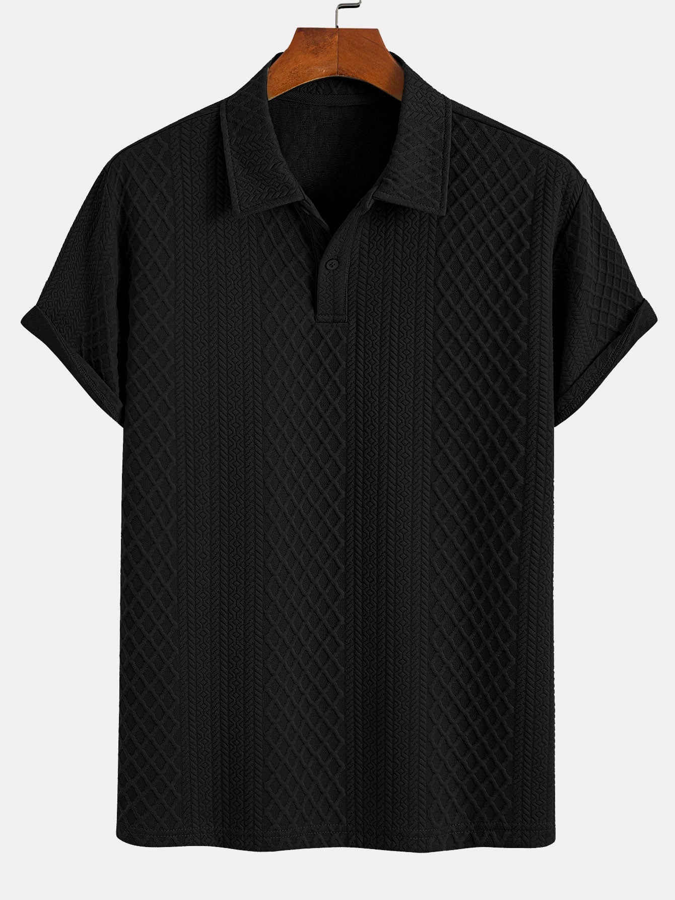 Polo y pantalones cortos de jacquard con diamantes geométricos