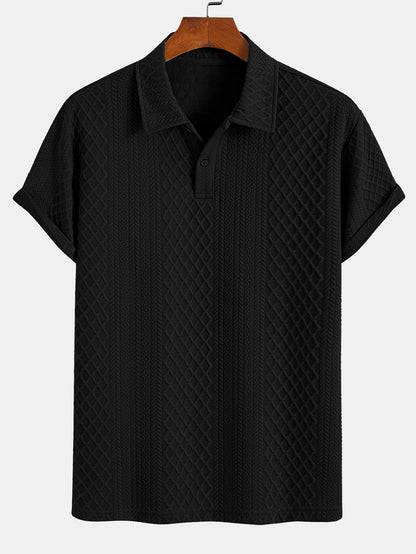 Polo y pantalones cortos de jacquard con diamantes geométricos