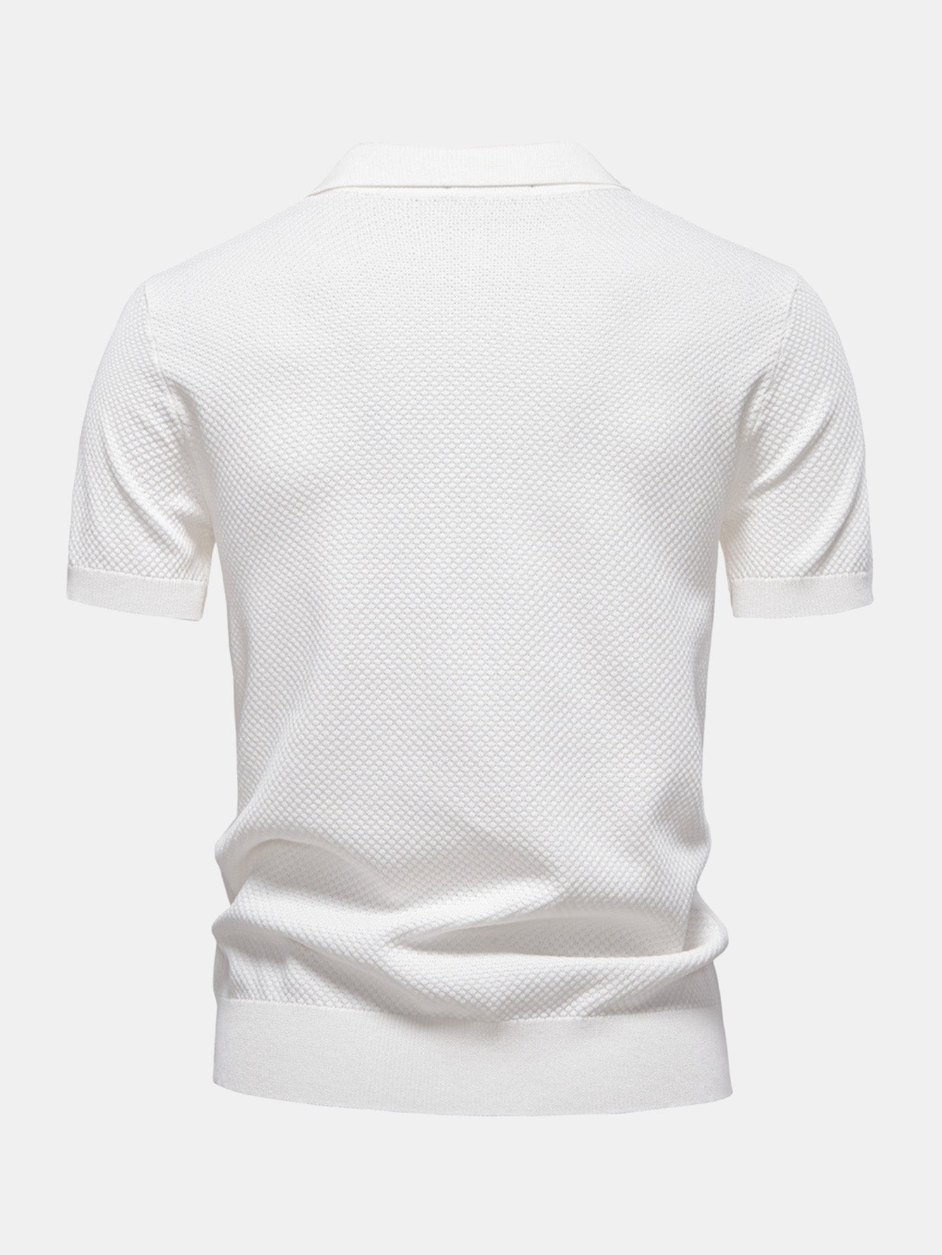 Polo de punto con textura de piña y cuello en V y pantalones rectos acanalados