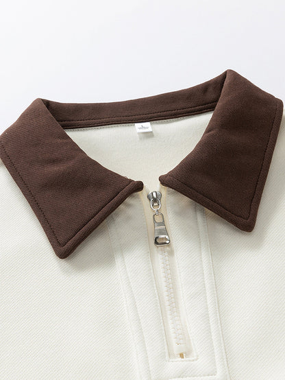 Sudadera polo con cremallera y bloques de color
