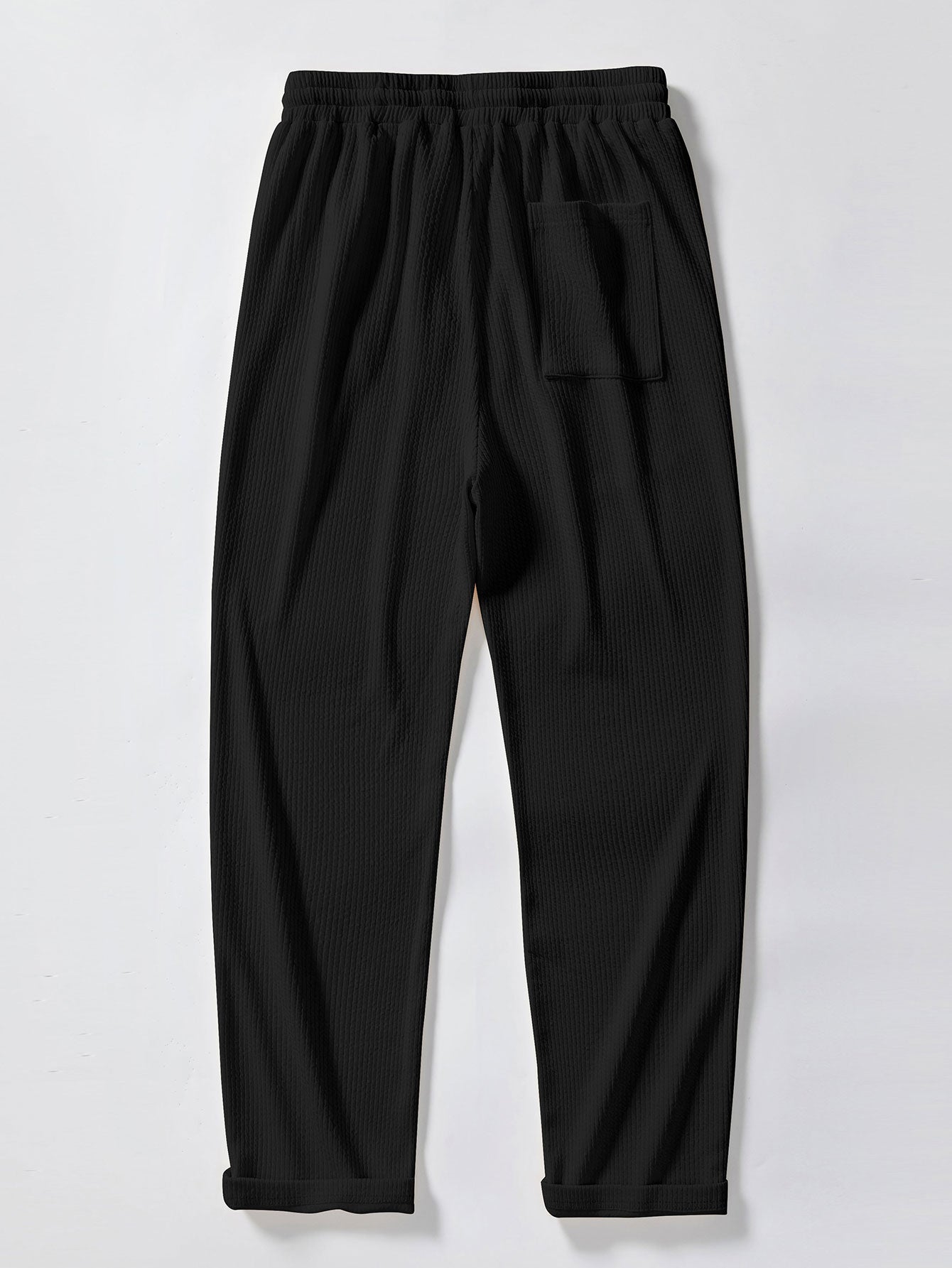 Polo de cuello cubano acanalado y pantalones rectos acanalados