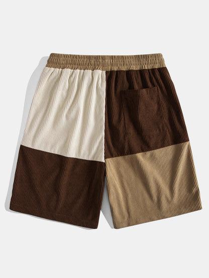 Pantalones cortos de pana con bloques de color