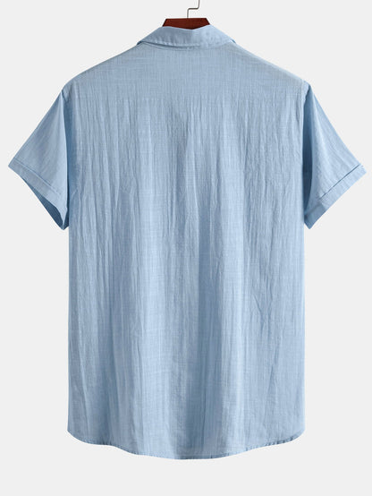 Camisa de cuello polo con efecto lino y manga corta