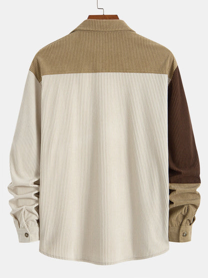 Camisa de pana con botones y bloques de color