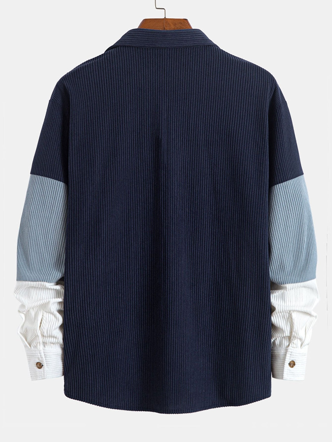 Camisa de pana con bloques de color y bolsillos