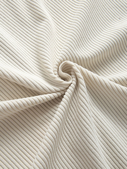 Camisa abotonada de pana con bloques de color y pantalones de pana de pierna recta