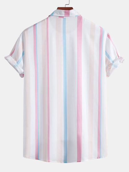 Camisa abotonada con estampado de rayas de colores